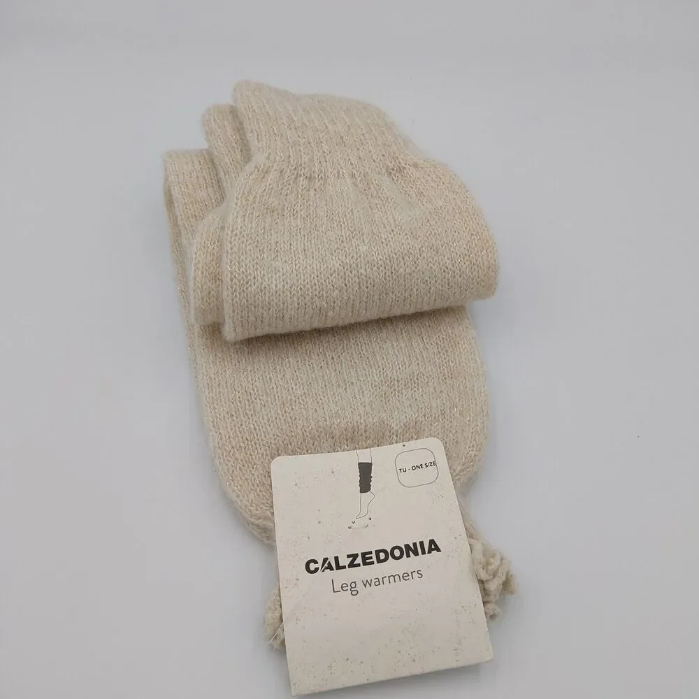 Calzedonia Women WOOL blend  Soft leg warmers Glitter Naturale/BEIGE-ONE SIZE